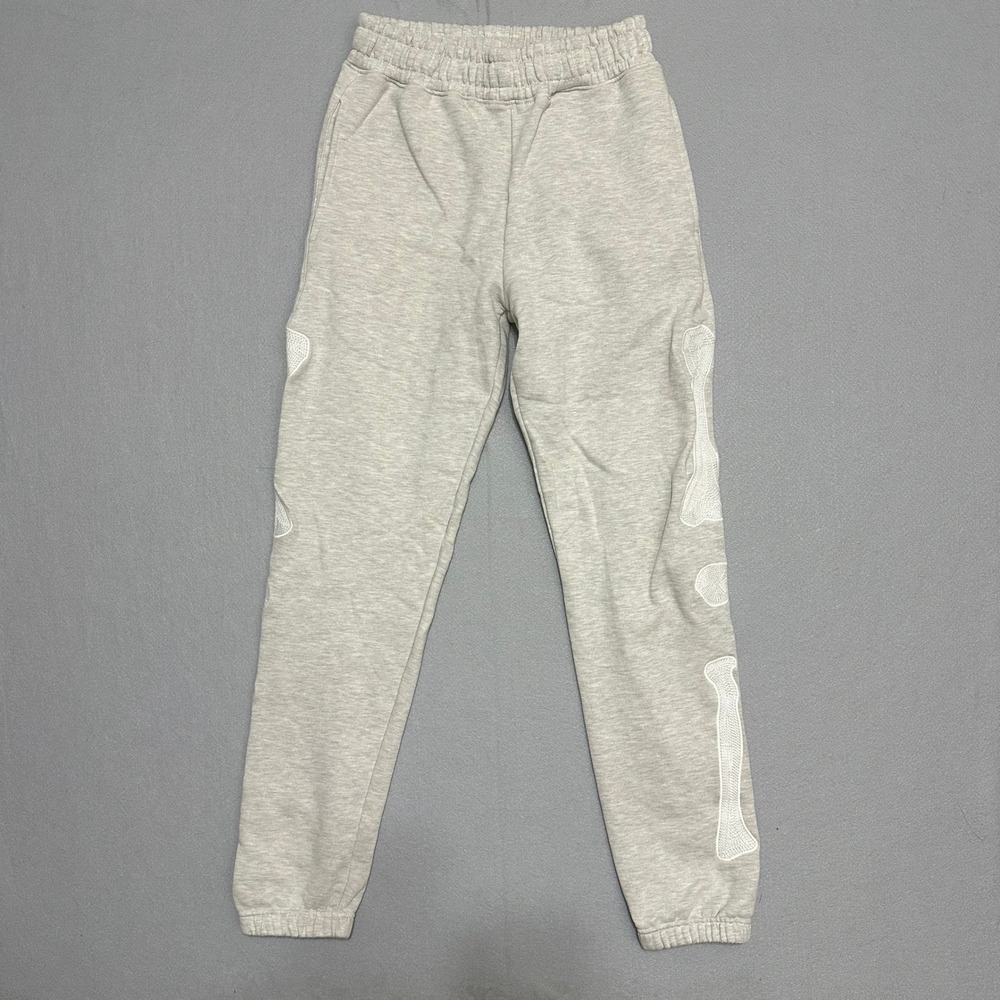MNML Skeleton Bone Sweatpants Heather Grey Fleece Joggers Embroidered Mens Small